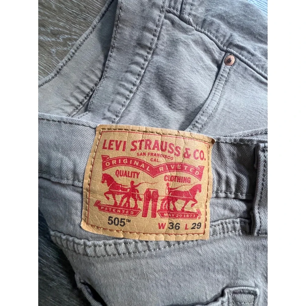 Levi's 505 Regular Fit Jeans Mens‎ 36x29 Tan Khaki Good Paint Splatter Straight